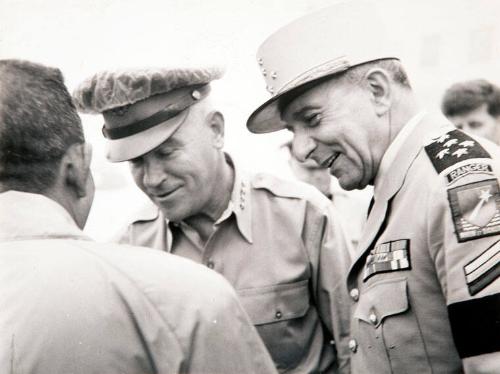 Photograph of General Colins, General Jean de Lattre and John F. Kennedy