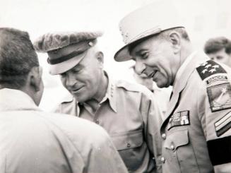 Photograph of General Colins, General Jean de Lattre and John F. Kennedy