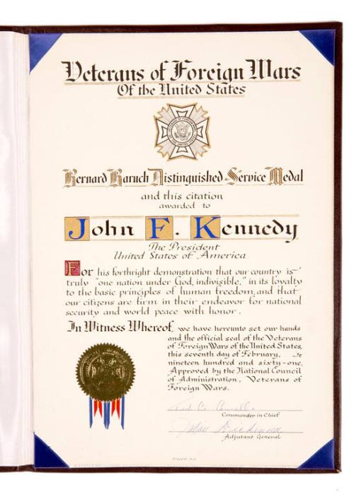 Citation for Bernard Baruch Distinguished Service Medal