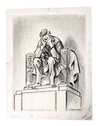 Weeping Lincoln - Abraham Lincoln Memorial Weeping Cartoon Drawing