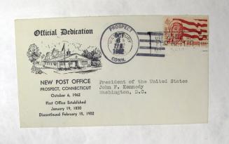 Commemorative Envelope of Official Dedication of New Post Office, Prospect, Connecticut
