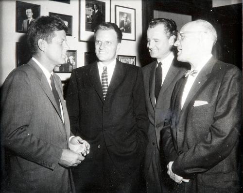 Photograph of Senator John F. Kennedy, Senator George Smathers, and Billy Graham