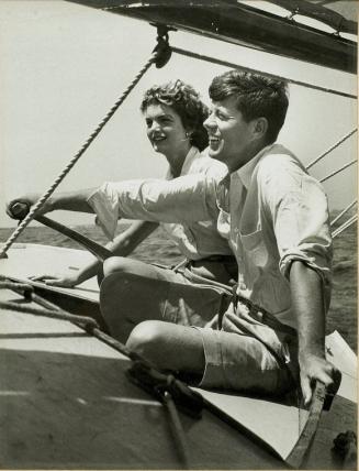 Photograph of Senator John F. Kennedy and Jacqueline Bouvier Sailing on the 'Victura'
