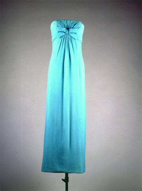 Blue Strapless Evening Gown