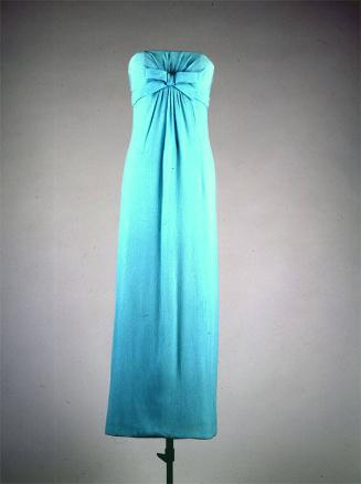 Blue Strapless Evening Gown