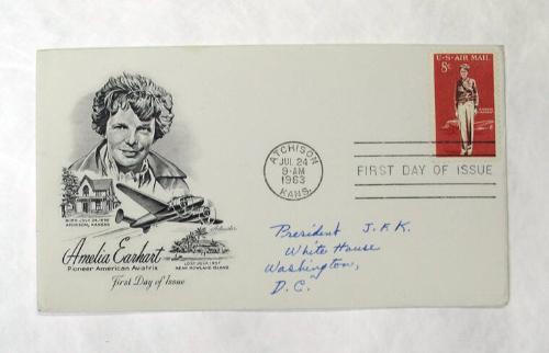 First Day Cover: Amelia Earhart 8-cent U.S Air Mail Postage Stamp