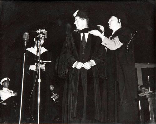 Photograph of John F. Kennedy in Graduation Cap and Gown