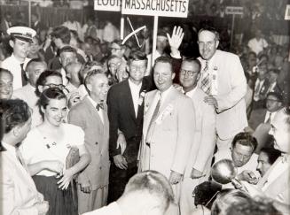 Photograph of Congressman Kennedy with Massachusetts Delegates at Democratic National Convention