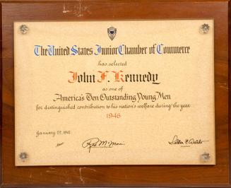 Outstanding Young Man Award to John F. Kennedy