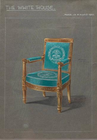 Rendering of Blue Room Upholstery for Bellange Arm-chair