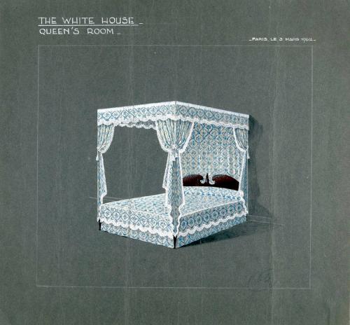 Rendering of a Canopy Bed for the White House Queen's Room