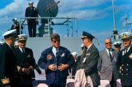 John F. Kennedy aboard the USS Observation Island on November 16, 1963
