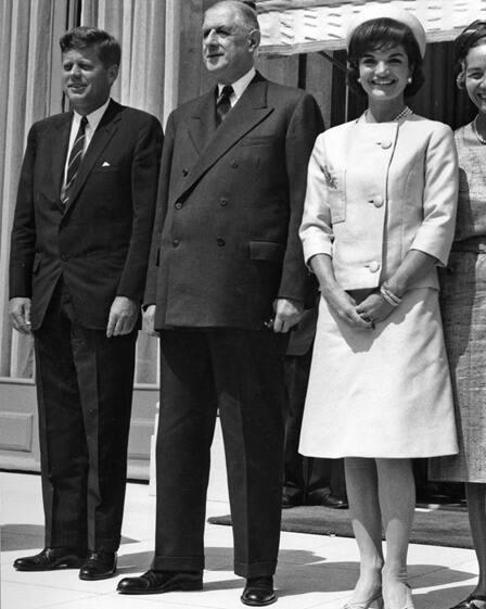 President Kennedy, President Charles de Gaulle and Mrs. Kennedy in Paris, 1961